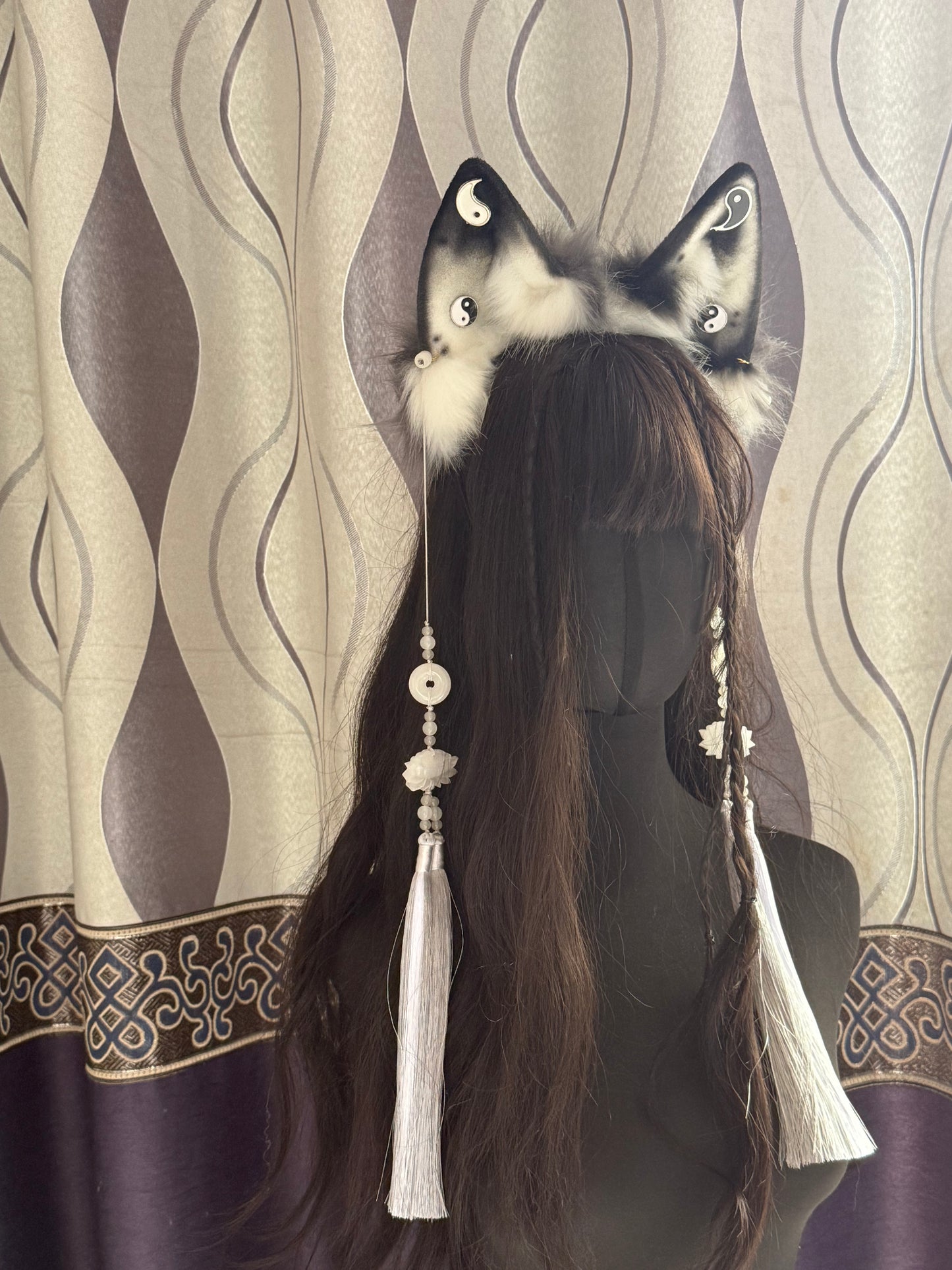 Shadow the Yin-Yang Kitsune Faux Fur Animal Ears Kemonomimi