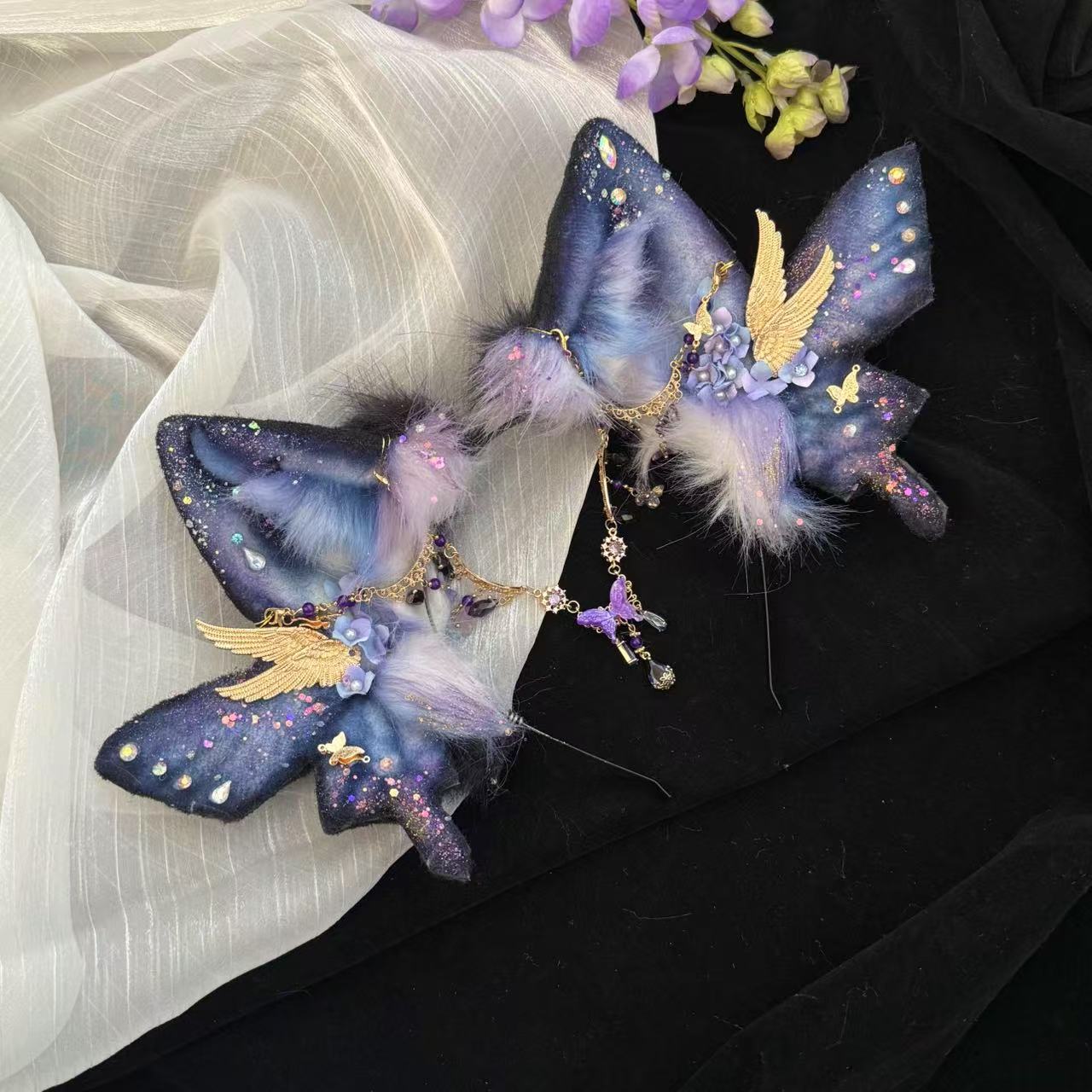 Violet the Butterfly Cat Faux Fur Animal Ears Kemonomimi