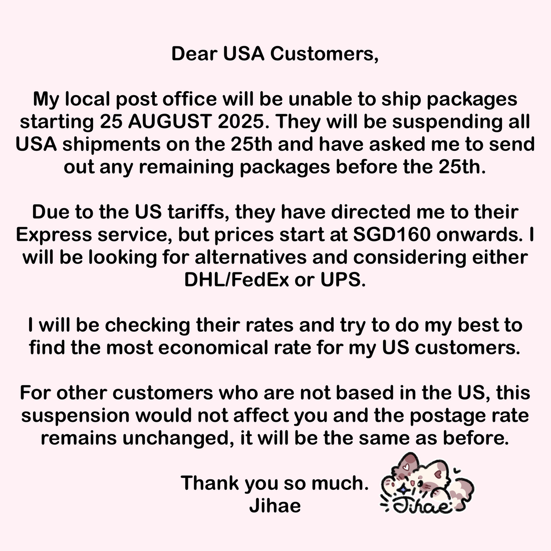 Tariffs for US Customers
