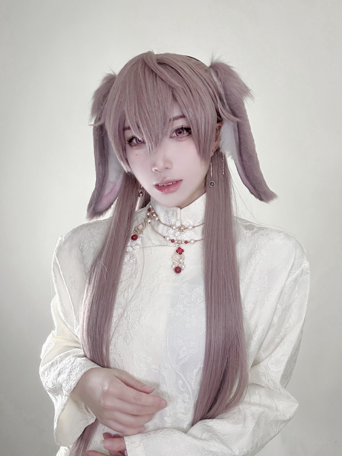 Dai Hao Yuan (Ashes Of The Kingdom) - Yuan Ji Lop Eared Rabbit Faux Fur Animal Ears Kemonomimi (DUSTY PINK)