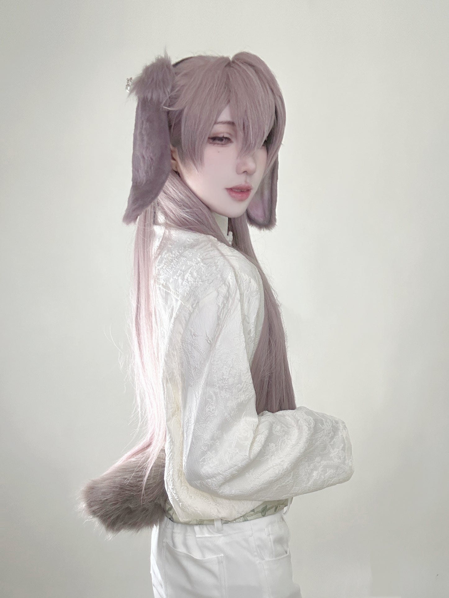 Dai Hao Yuan (Ashes Of The Kingdom) - Yuan Ji Lop Eared Rabbit Faux Fur Animal Ears Kemonomimi (DUSTY PINK)