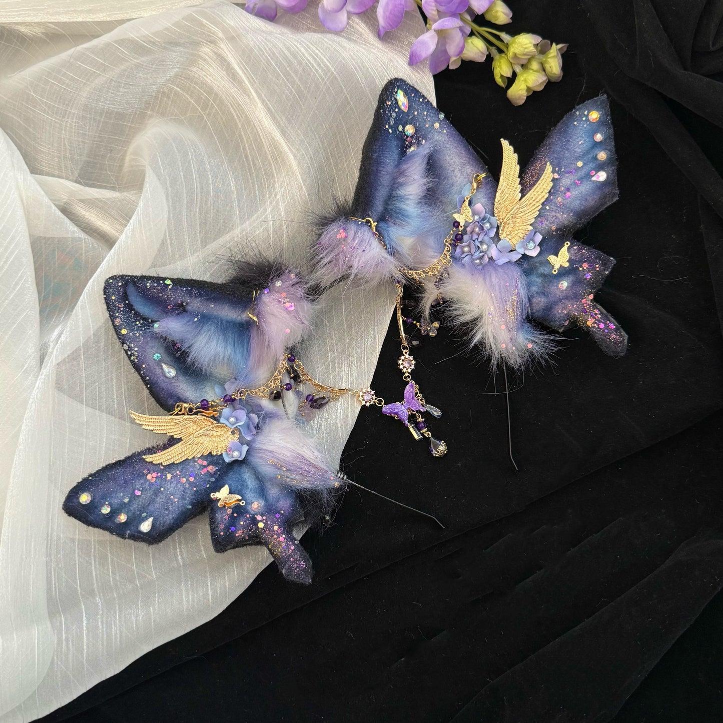Violet the Butterfly Cat Faux Fur Animal Ears Kemonomimi